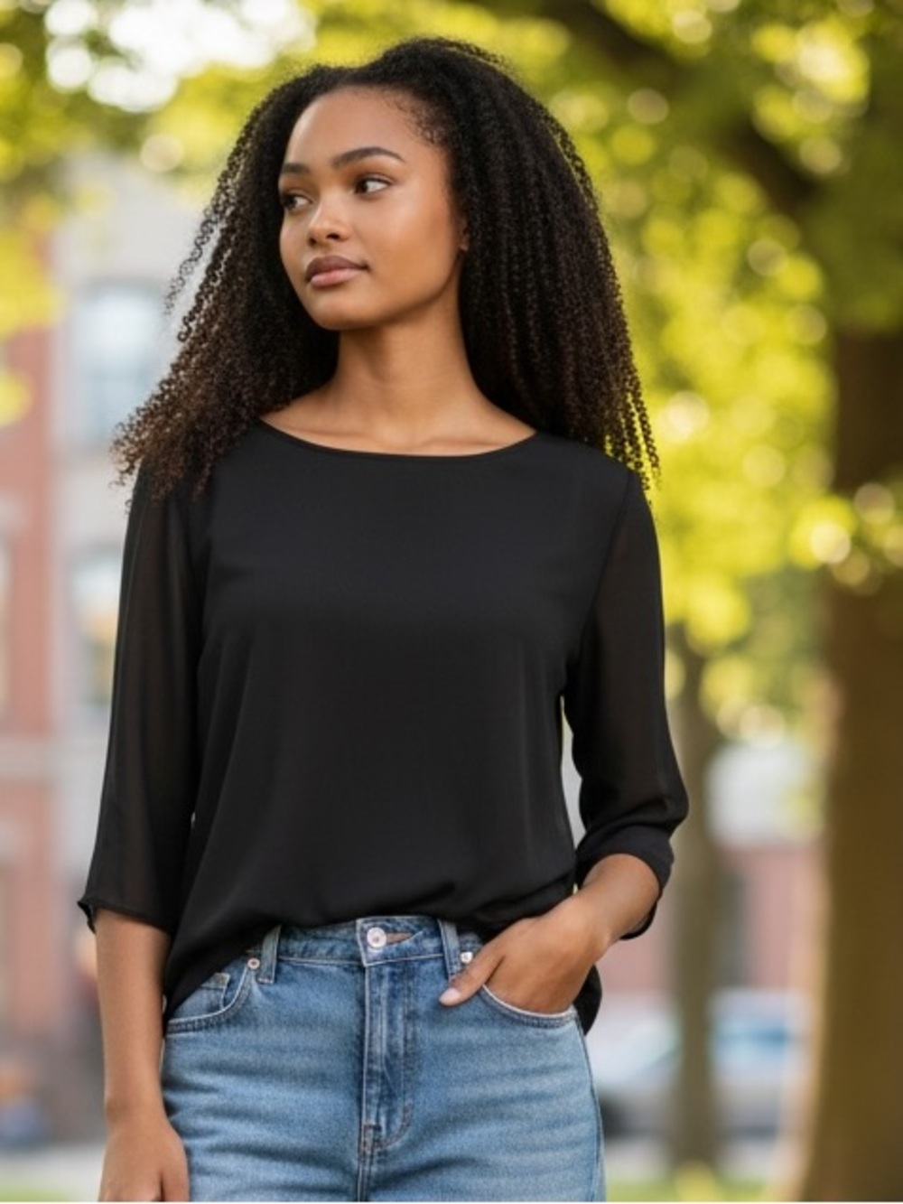 Black Sheer Women's Top